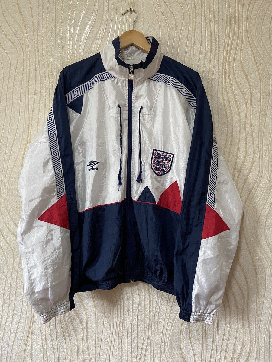 ENGLAND 1990 1992 FOOTBALL SOCCER SCHELL TRACK JACKET UMBRO sz XL