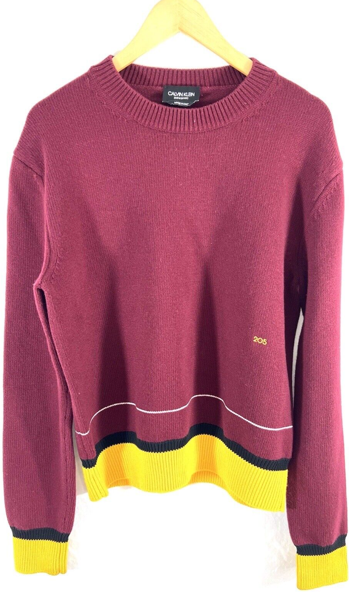CALVIN KLEIN 205W39NYC Burgundy & Yellow Wool Raf Simons Men's