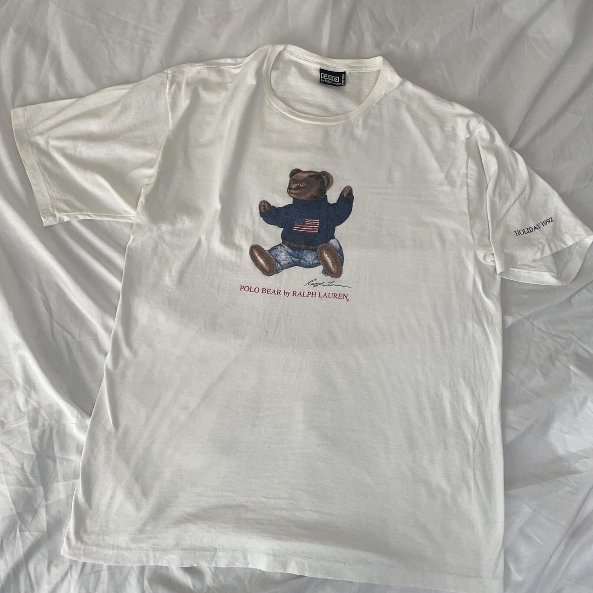Vintage Polo Ralph Lauren Holiday 1992 Bear Shirt RARE Medium