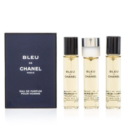 BLEU DE CHANEL CHANEL TRAVEL SPRAY SET 3 PIECES FOR MEN-NEW IN BOX