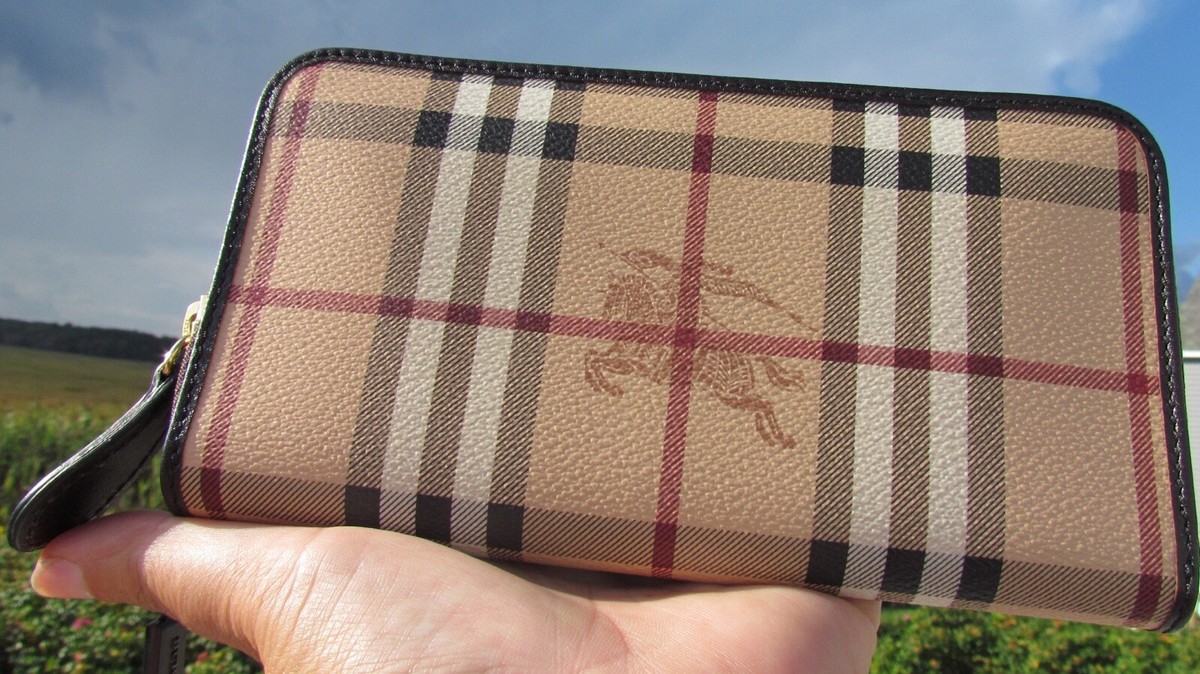 NEW BURBERRY wallet Ziggy Haymarket ITALY chocolate $475 dust bag