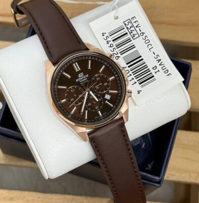 Casio Edifice EFV-650CL-5A Brown Leather Chronograph Analog Quartz
