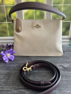 Coach Double Zip Turn-lock Clasp Satchel Cross Body C0698 Chalk