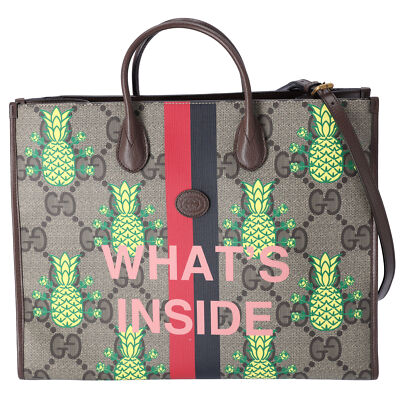 GUCCI Pineapple Tote Bag 659980 Brown Yellow Multi PVC Leather | eBay