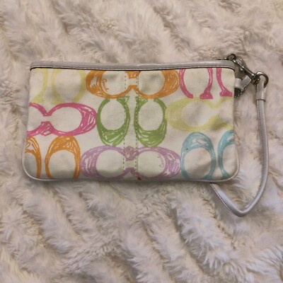 Coach Wristlet Wallet Hampton Scribble Signature C Pastel Colors