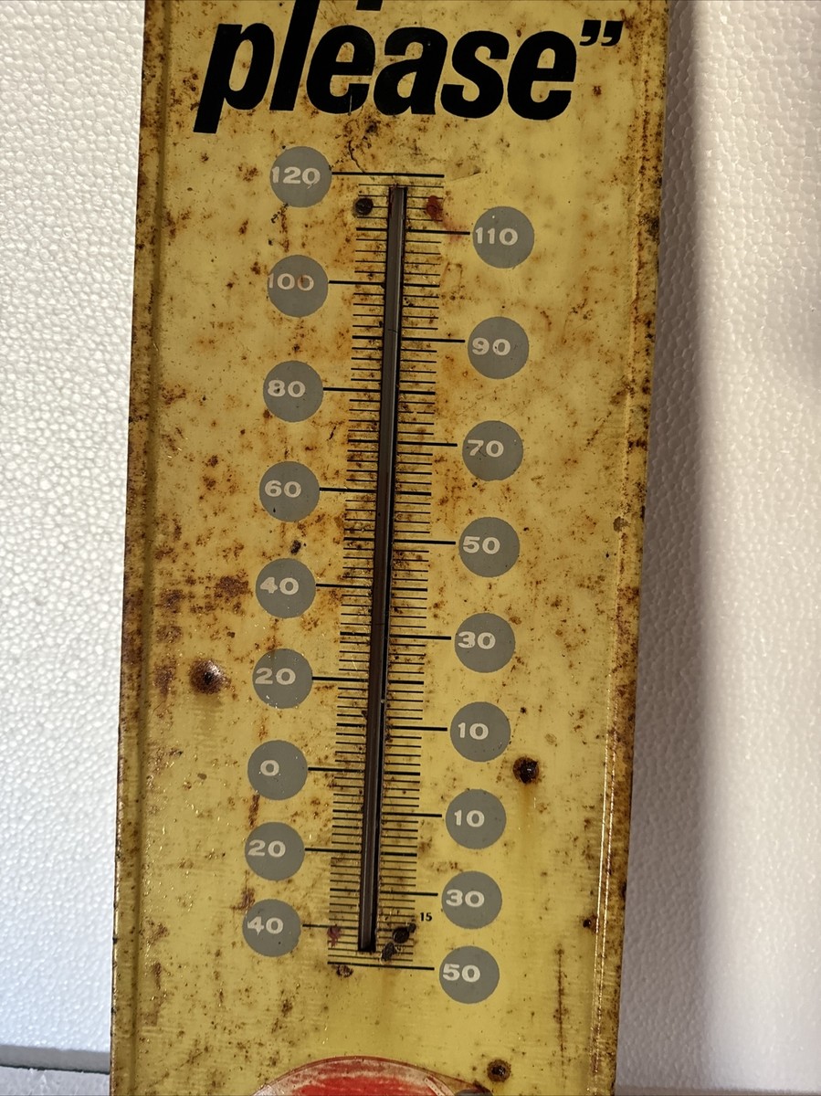 Vintage Metal Pepsi Sign Thermometer Working 27x7 M-165 Say Pepsi
