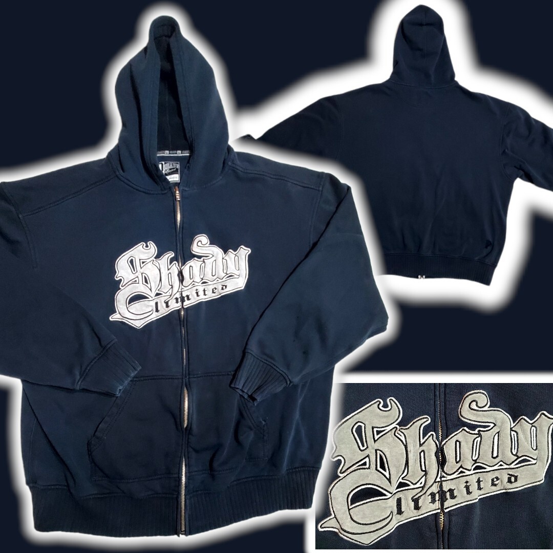 Authentic Shady Limited Mens Full Zip Embroidered Hoodie Size 3XL