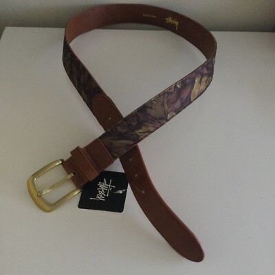 Stussy Leather /Cotton Brown Belt Size L/XL | eBay