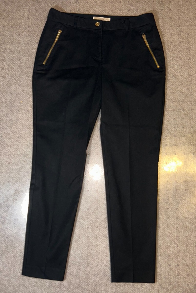 Michael Kors Women's Pants Gold Zip Flat Front Pockets Size 6