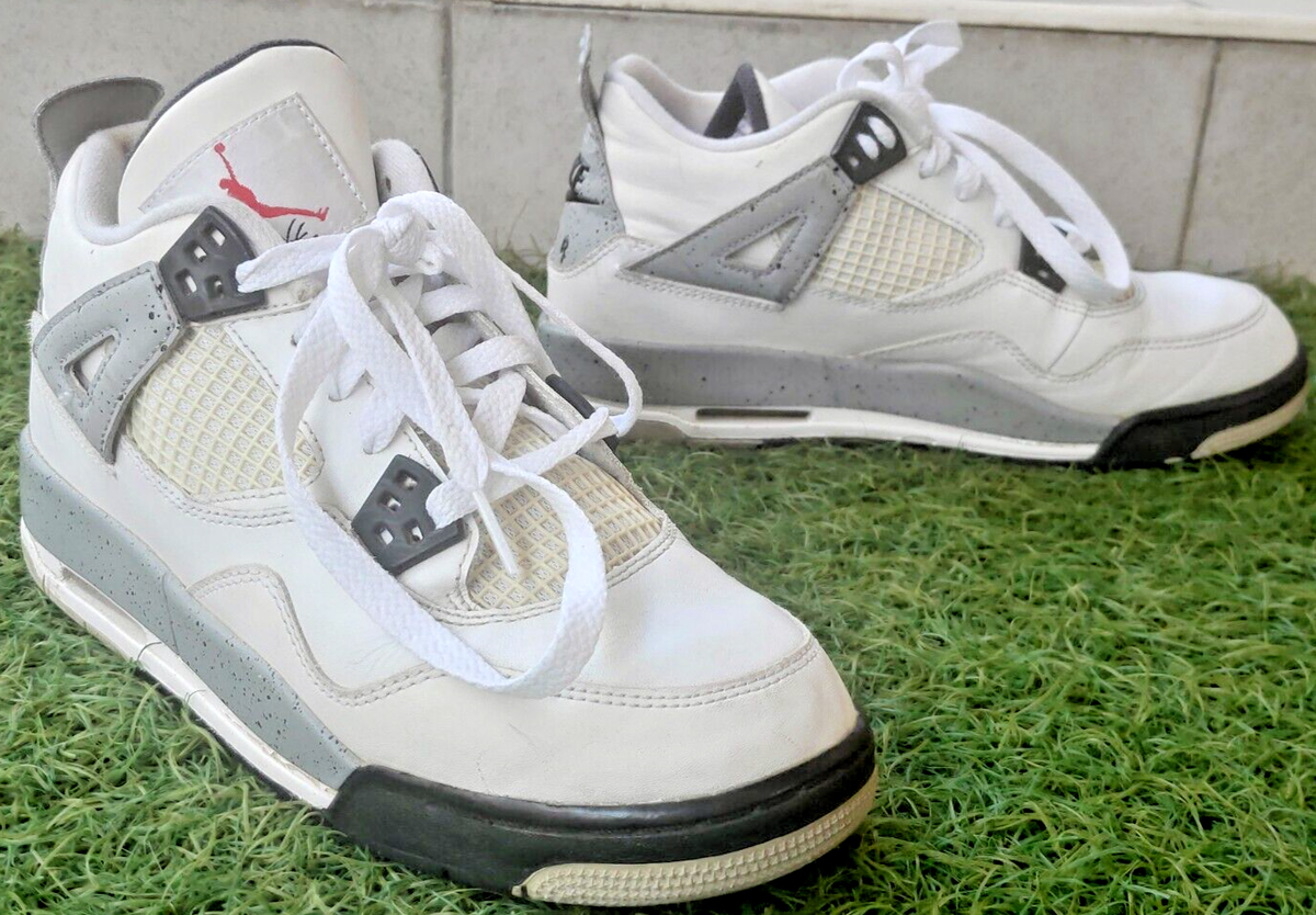 Nike Air Jordan 4 Retro OG BG White Cement 836016-192 Men's 6.5Y