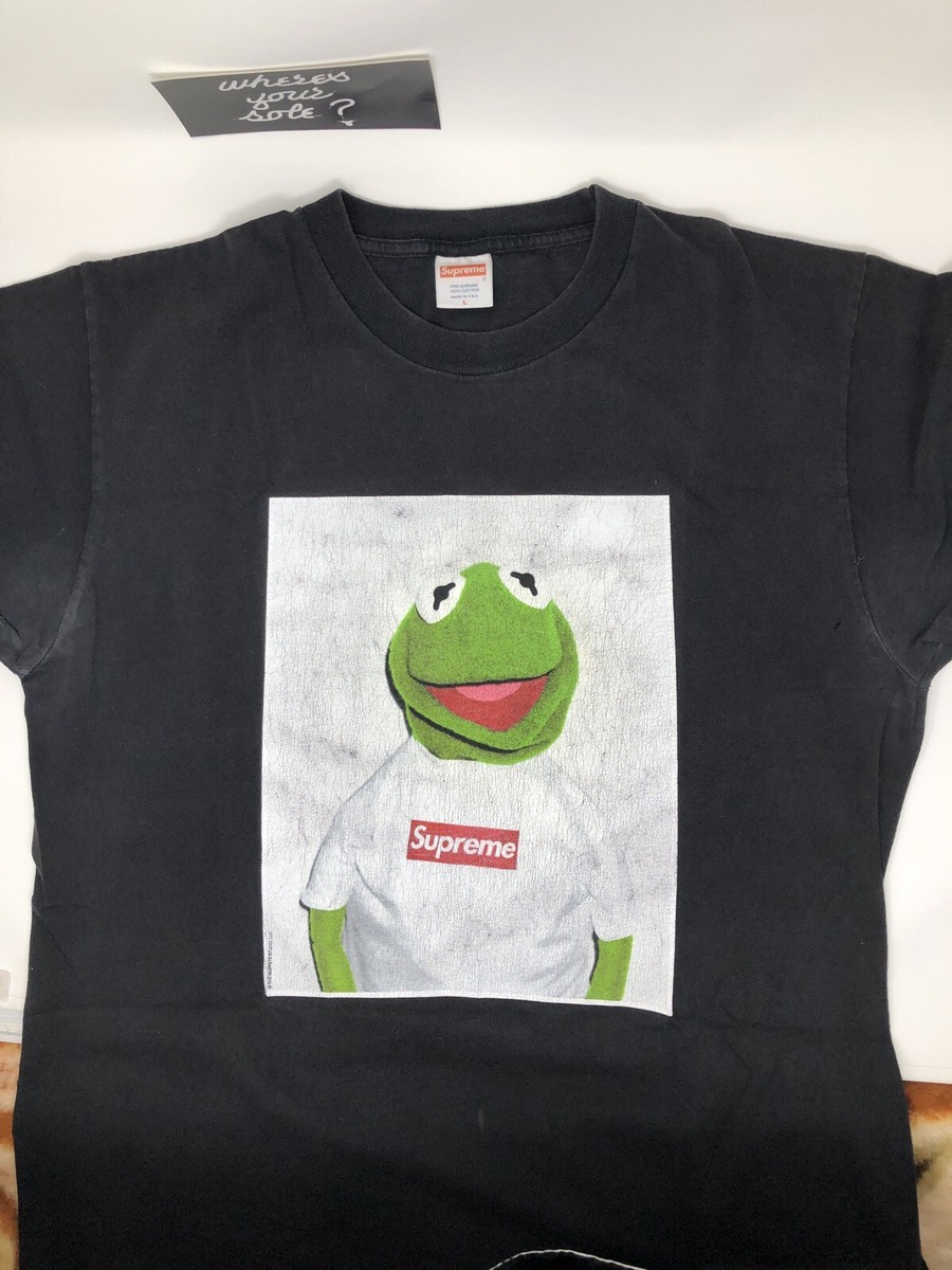 Supreme Kermit the Frog photo Tee box logo Tshirt Large L Black