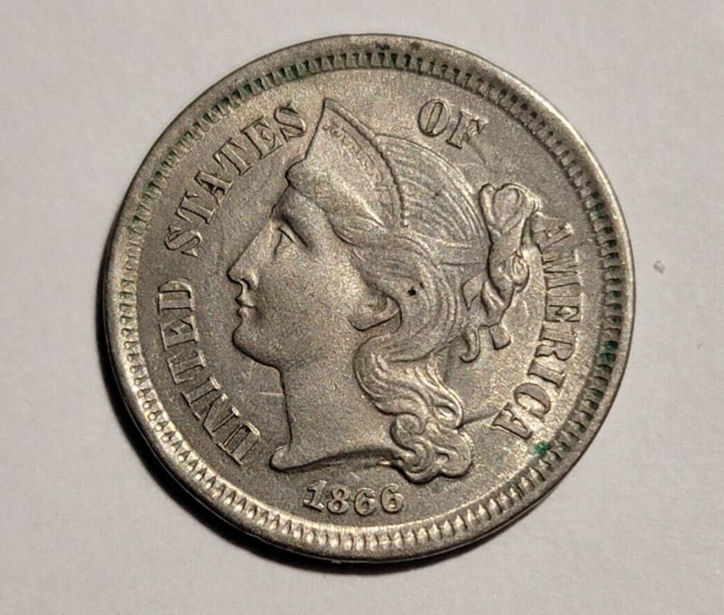 1866 3 Cent Nickel Major Die Clash | eBay