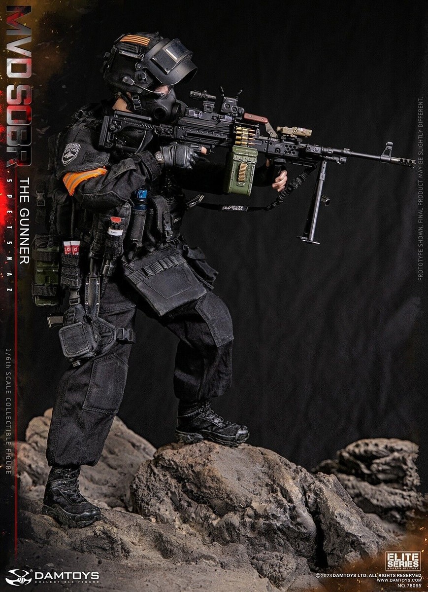 In Stock DAMTOYS 78095 RUSSIAN SPETSNAZ MVD SOBR PKM GUNNER 1/6