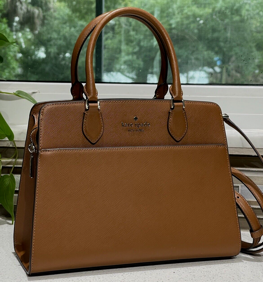 KATE SPADE MADISON MEDIUM SATCHEL SHOULDER BAG ZIP TOTE CLAY BROWN
