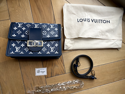 Brand New Louis Vuitton Dauphine MM Bag Navy Blue Denim M59631 | eBay