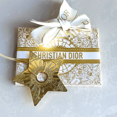 Authentic Dior Engraved Metal Gold Star Key Charm Christmas