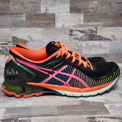 Asics Gel Kinsei 6 T692N Running Shoes Sneakers Black Pink Orange