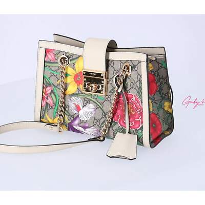 GUCCI Padlock GG Small Shoulder Bag 498156 Beige Cream Floral | eBay