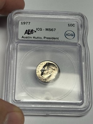 1977 ICG MS67 'Austin Hutto-signed' Roosevelt Silver Dime, GEM BU