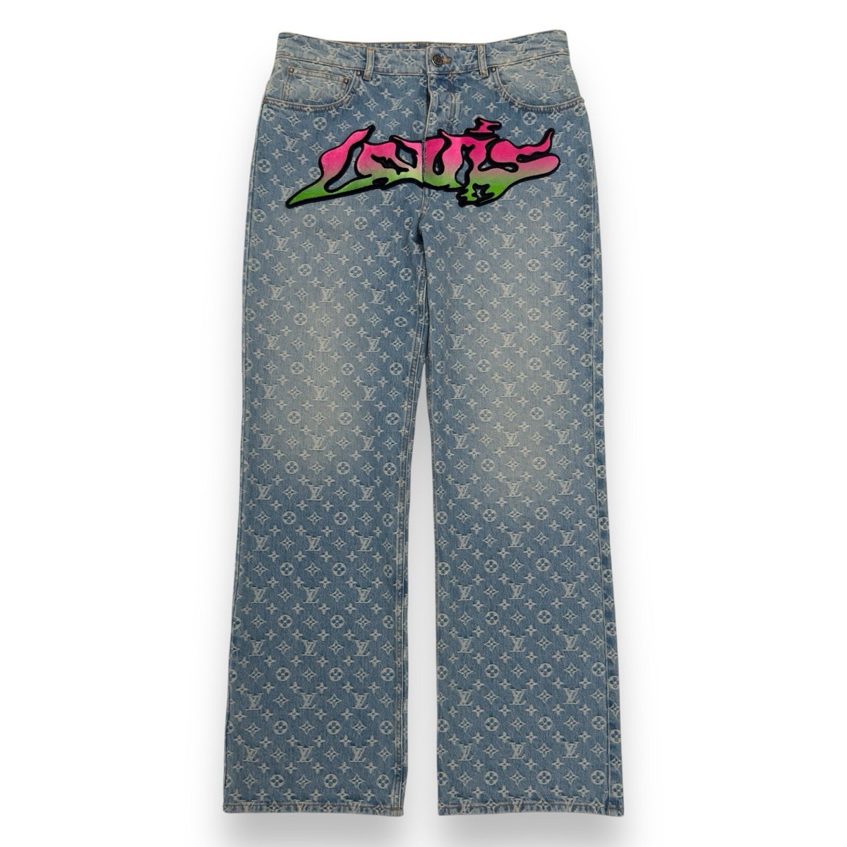 LOUIS VUITTON SS22 GRAFFITI BAGGY DENIM JEANS INDIGO W32