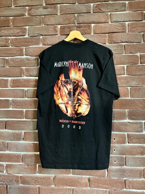 Rare Vintage 00s Marilyn Manson Resurrection Mexico Band Tee Black