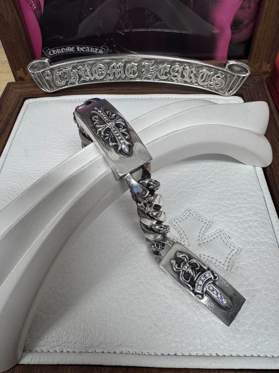 Chrome Hearts Diamond semi Fancy Link Double ID Bracelet | eBay