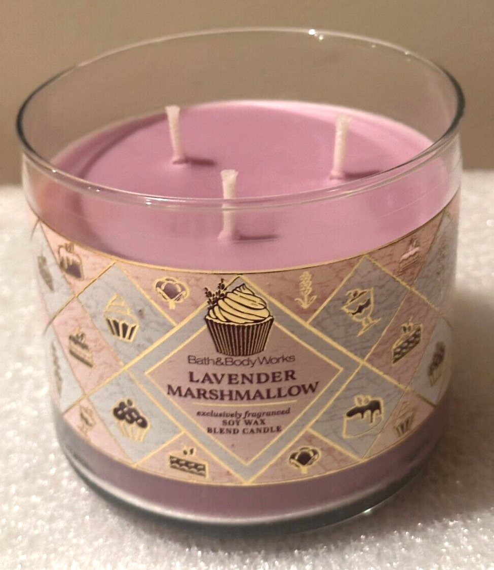 Bath & Body Works Lavender Marshmallow Candle Scented 3-Wick 14.5