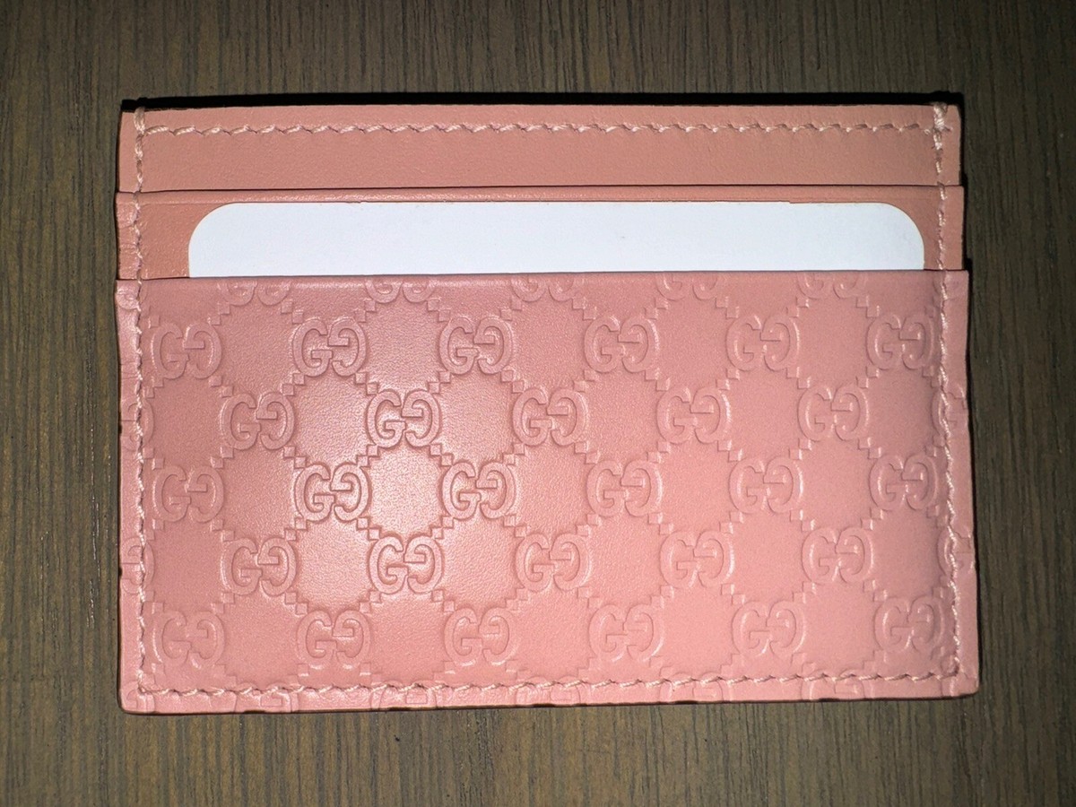 Gucci Micro Guccissima Leather Card Case Holder Pink 262837-525040