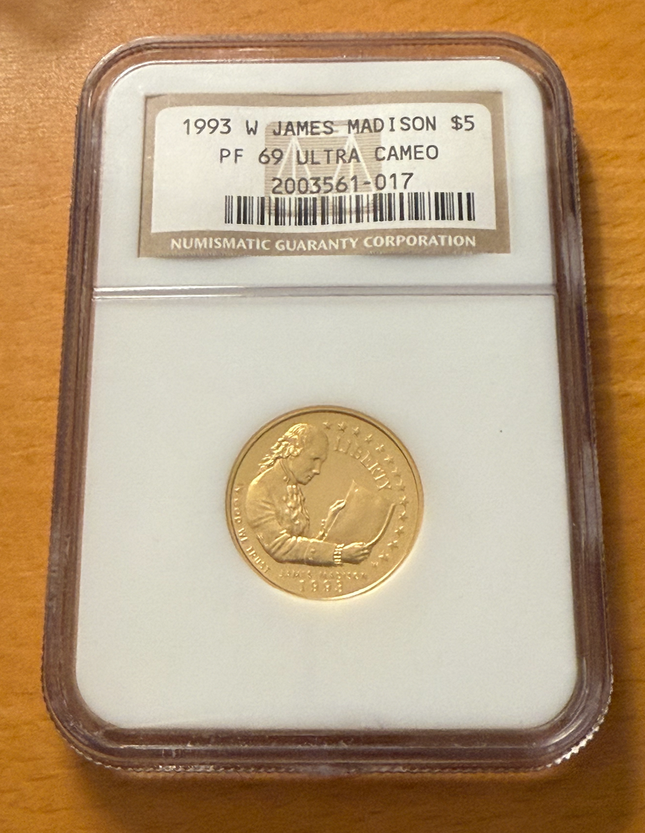 US 1993 W Gold $5 5 Dollars NGC PF69UC James Madison | eBay