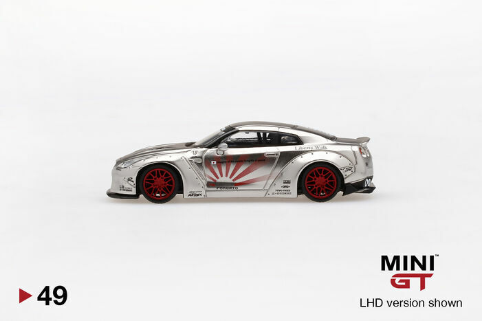 MINI GT 49 LB WORKS Nissan GT-R (R35)Satin Silver Type 1,Rear Wing