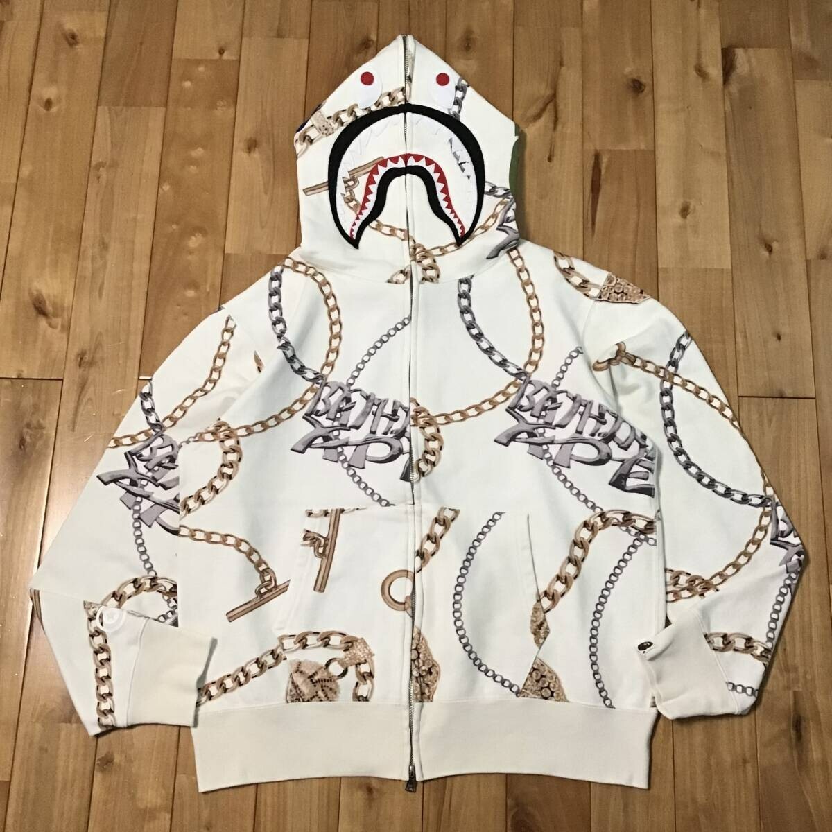 BAPE JEWELS SHARK FULL ZIP HOODIE White A Bathing Ape Size L | eBay