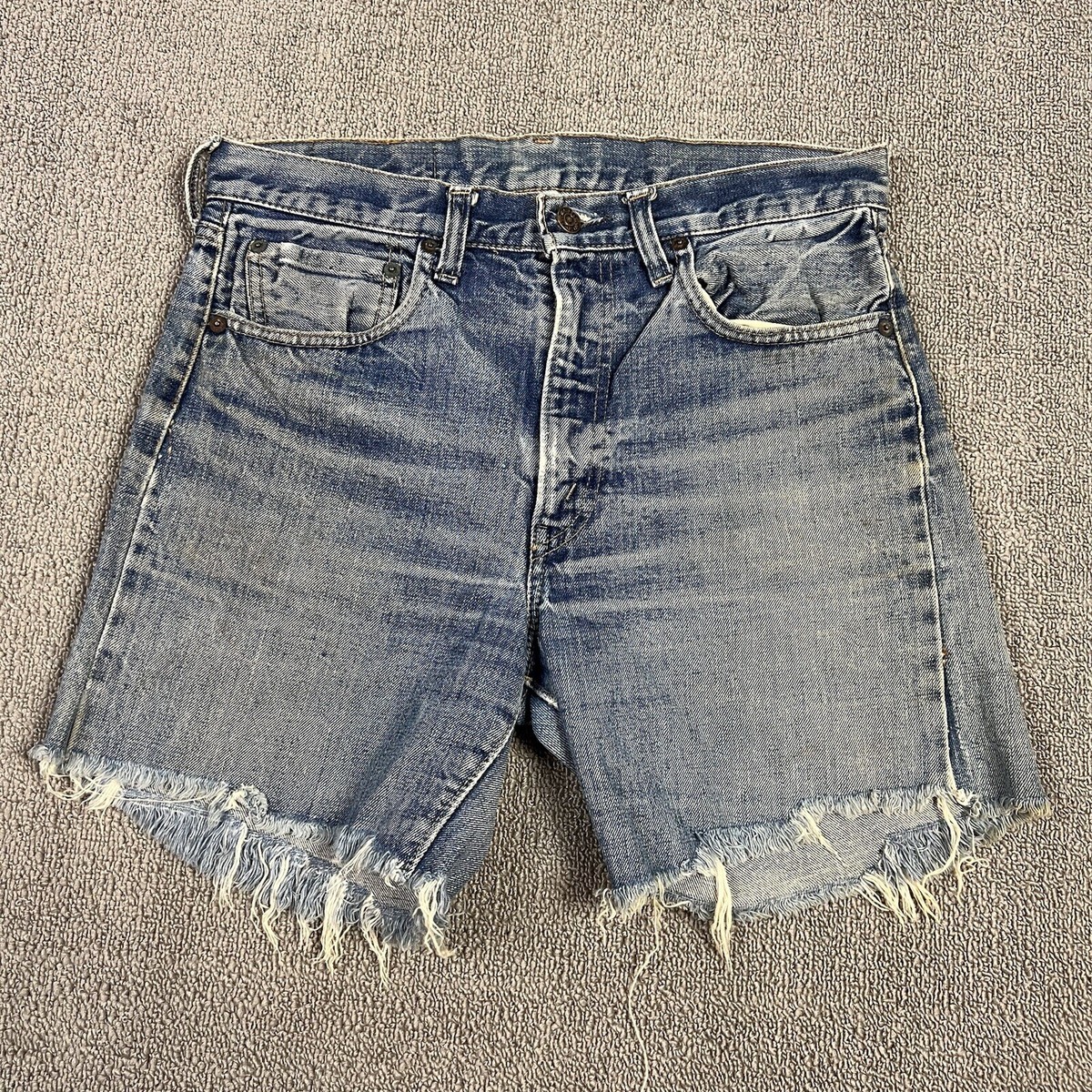 Vintage 70s Levis 505 Denim Jean Cutoff Shorts SELVEDGE Men 32