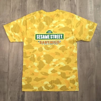 BAPE × SESAME STREET Milo T-shirt ABC camo yellow Big Bird A