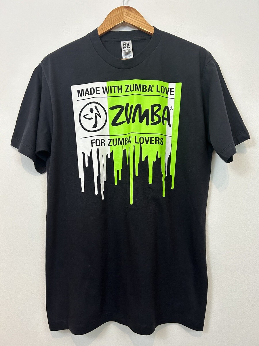 Zumba T-Shirt One Size Crew Neck Short Sleeves Black Graphic Print