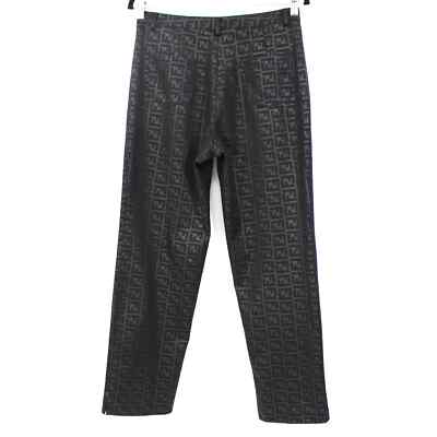 FENDI Black Zucca Logo Trouser Pants Vintage FF Polyester Ankle
