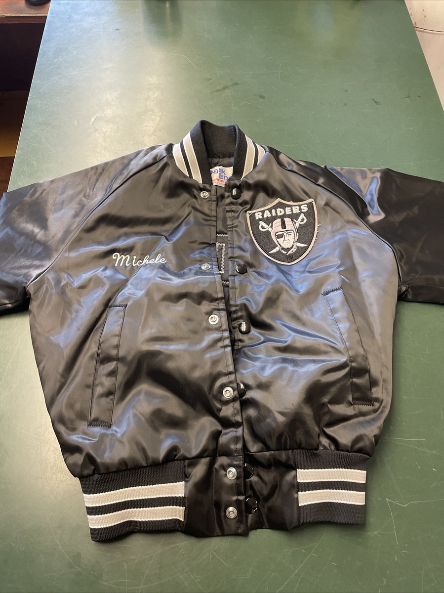 Vintage Oakland Raiders Satin Chalk Line Jacket Youth Size 10-12