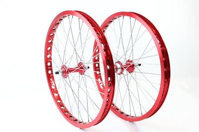 Technique BMX 20in Red Alloy BMX Wheelset Sealed Bearing lowflange
