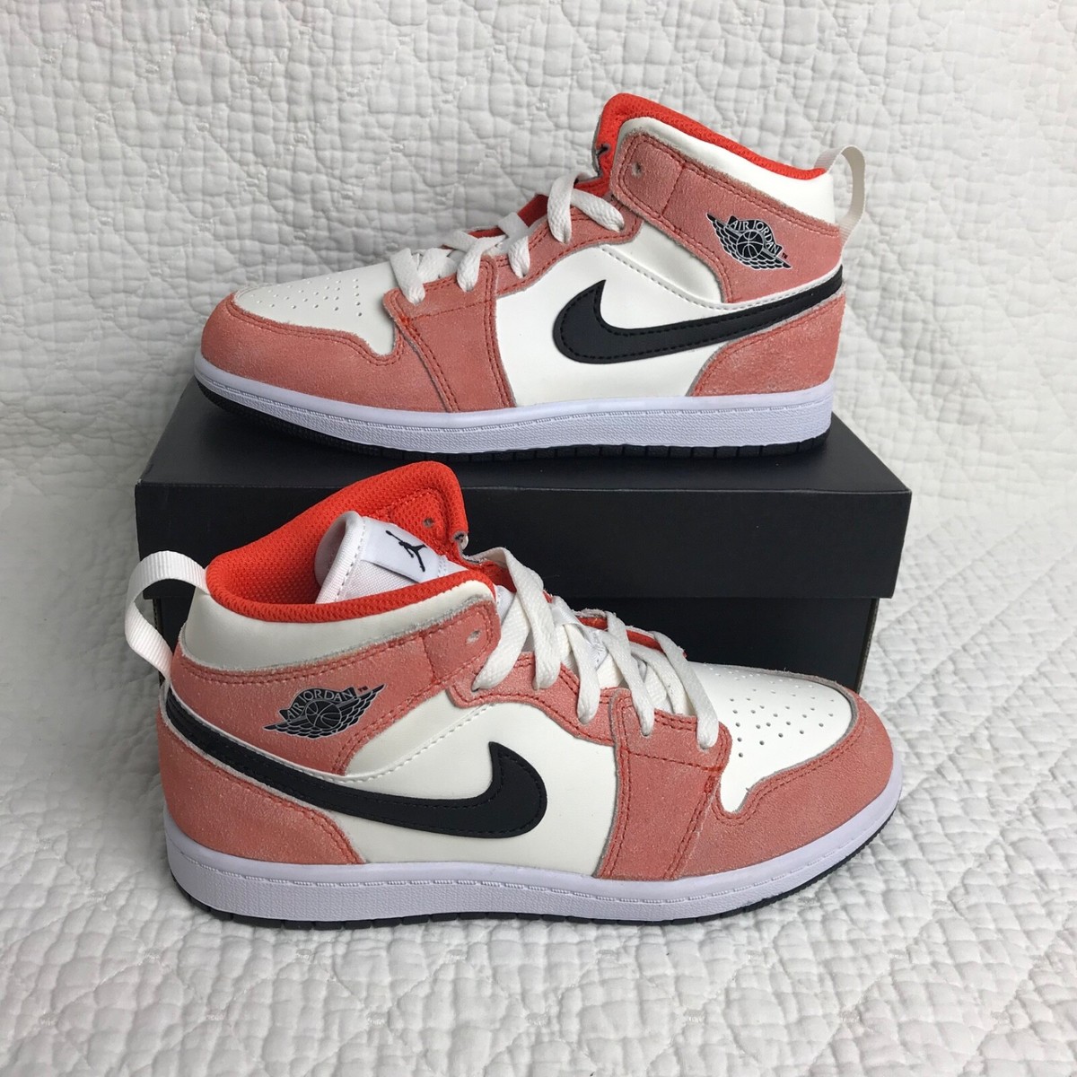 Nike Jordan 1 MID SE (PS) Shoes Big Kids SZ 2Y Team Orange DV1341