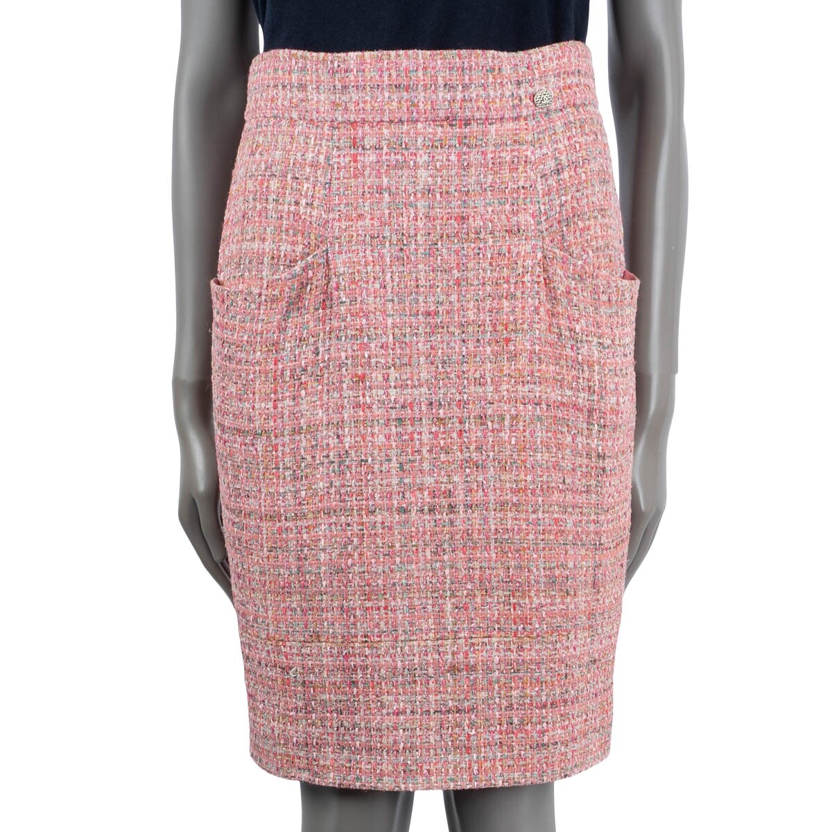 68266 auth CHANEL pink & multicolor 2014 14P TWEED Skirt 38 S | eBay