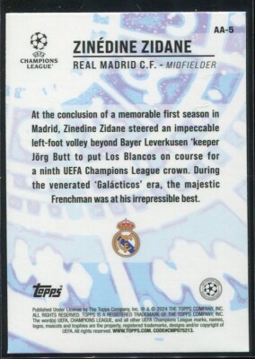 2023-24 Topps Merlin Ageless Alchemy Zinedine Zidane #AA-5 Real