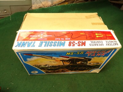 AMAZING VINTAGE RARE MASUDAYA MS-58 MISSILE TANK TIN JAPAN TOY