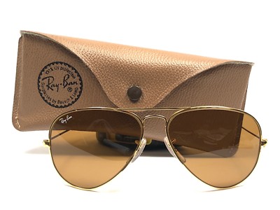 VINTAGE RAY BAN AVIATOR 58MM GOLD B15 TGM BROWN LENSES SUNGLASSES
