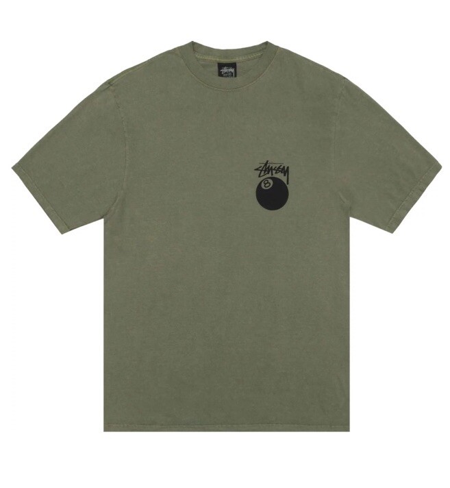 Stussy 8 Ball Pigment Dyed Olive T-Shirt Large Brand New With Tags