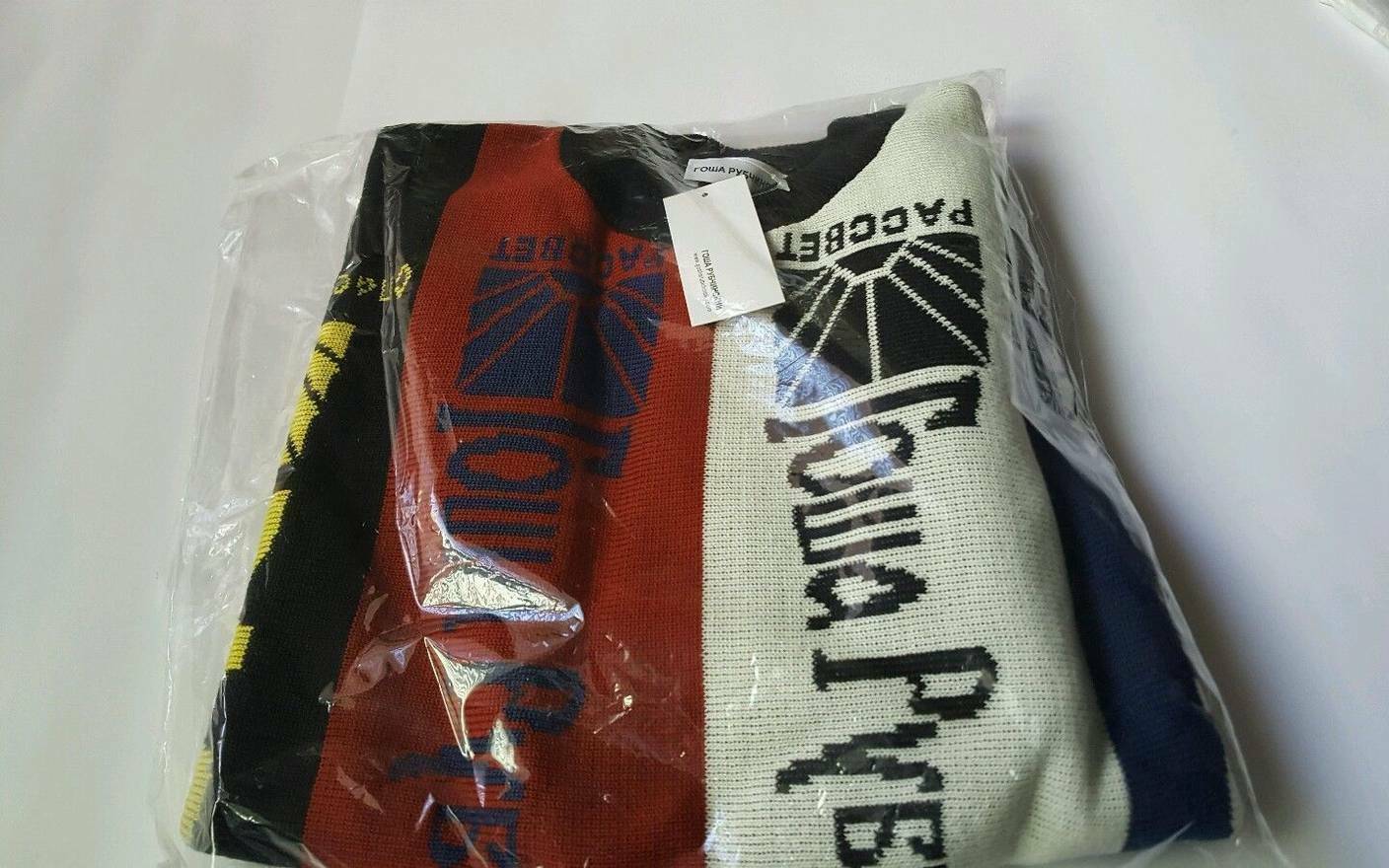 NEW Gosha Rubchinskiy Wool Acrylic Sweater sunrise Black Scarf