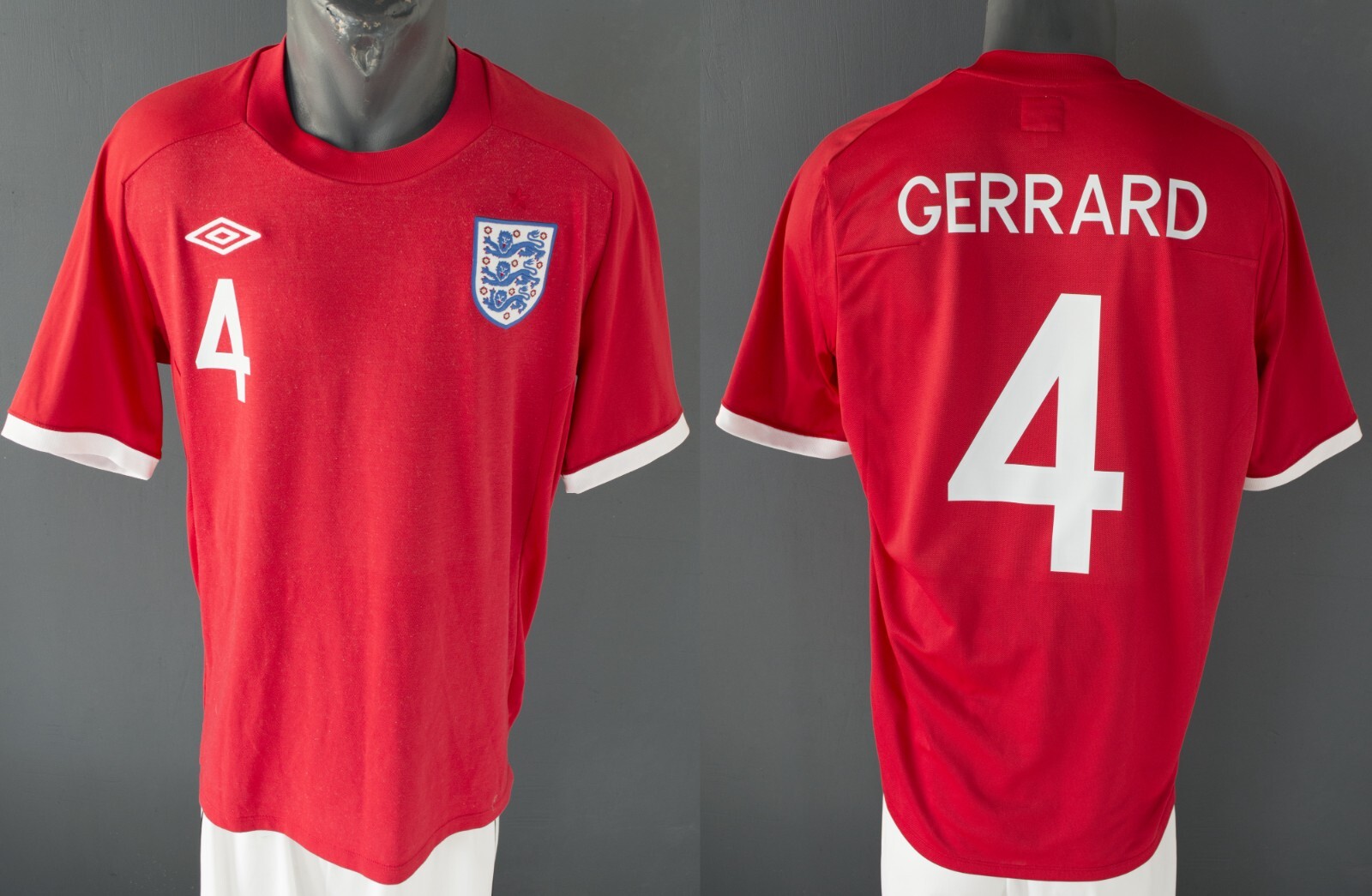 England Gerrard Jersey 2010 World Cup Football Mens Umbro Away Red