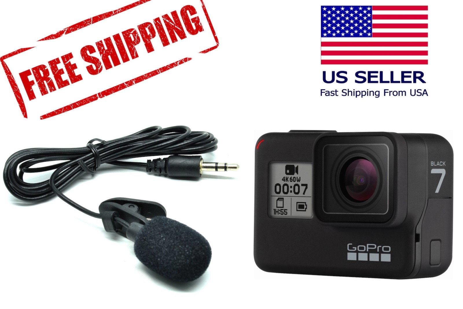3.5mm External Microphone for GoPro Hero 7 Black - Active Clip | eBay