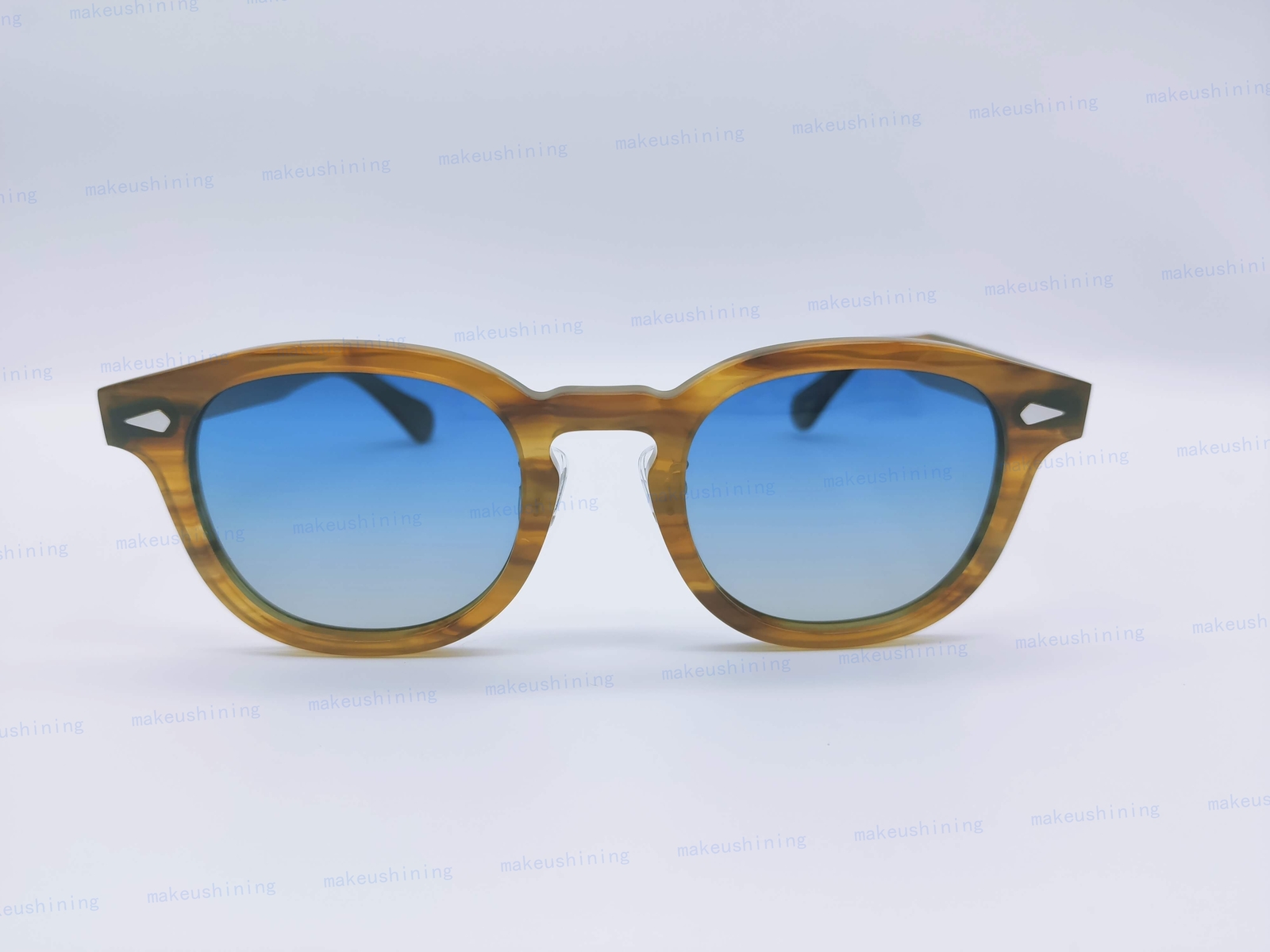 MOSCOT Lemtosh BLONDE Frame Blue Lenses Sun Glasses W/ METAL NOSE