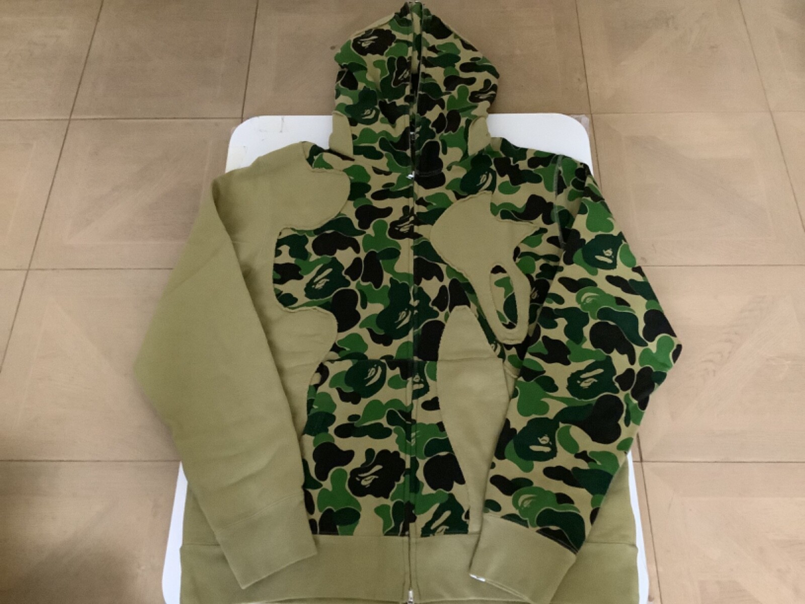 Authentic a bathing ape bape abc camo patchwork full zip hoodie