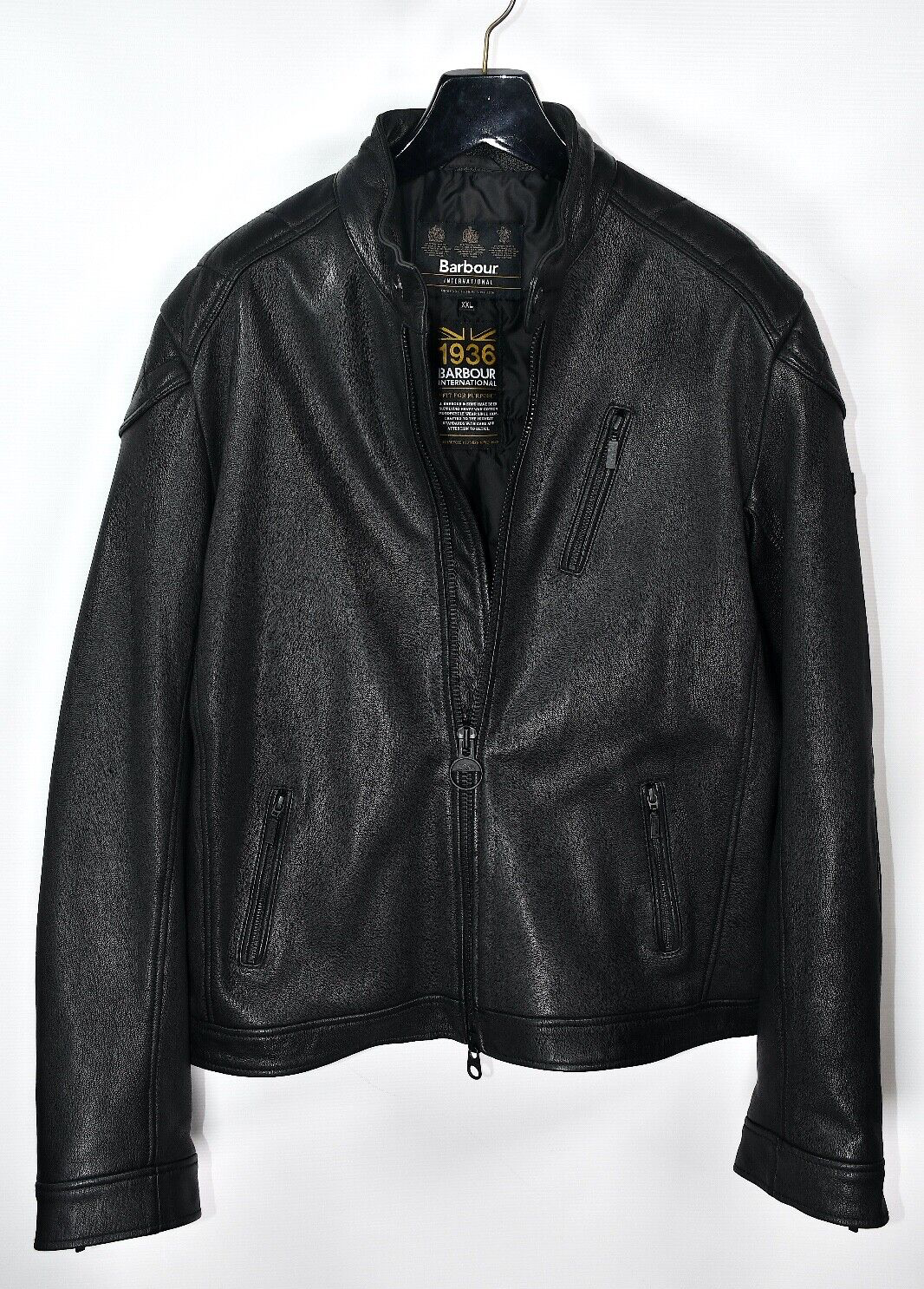 Barbour International Winter Sprocket Leather Black Men's Biker