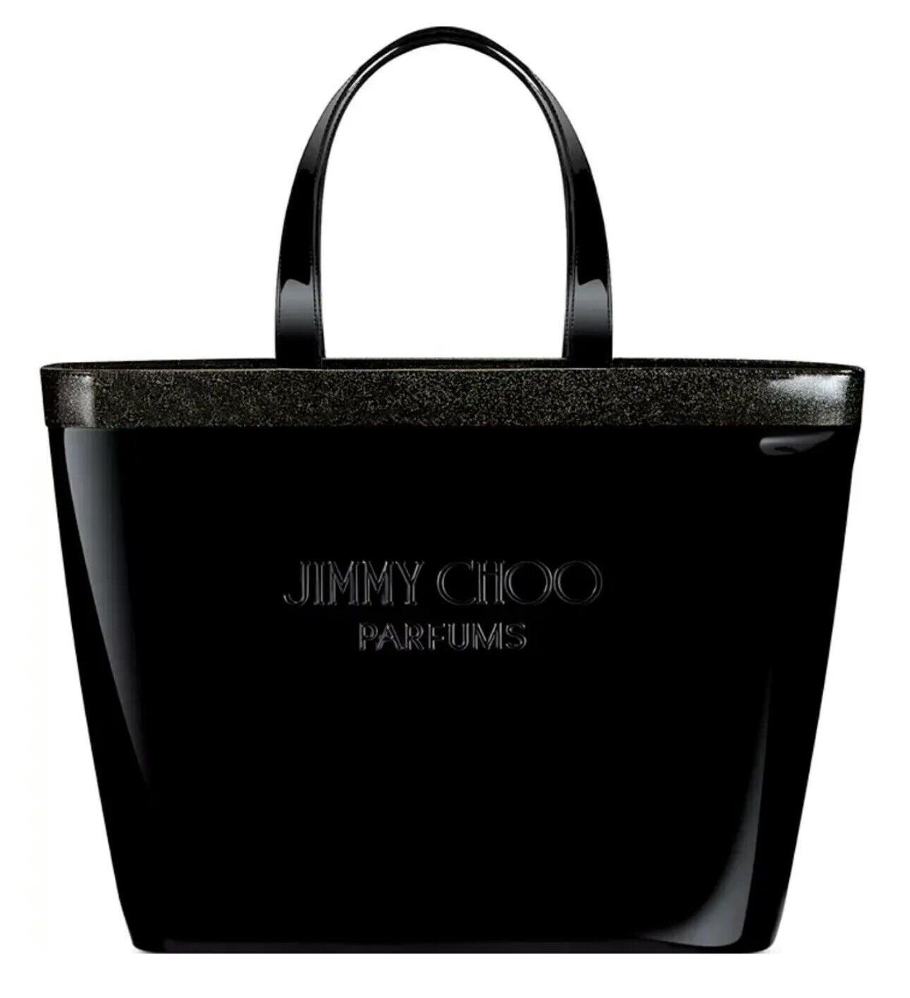 Jimmy Choo Parfums black patent Tote Shiny Shoulder Bag embossed